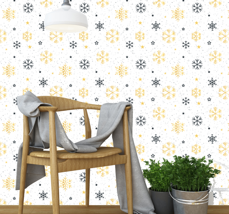 Starry Snowflakes Pattern christmas wallpaper - TenStickers