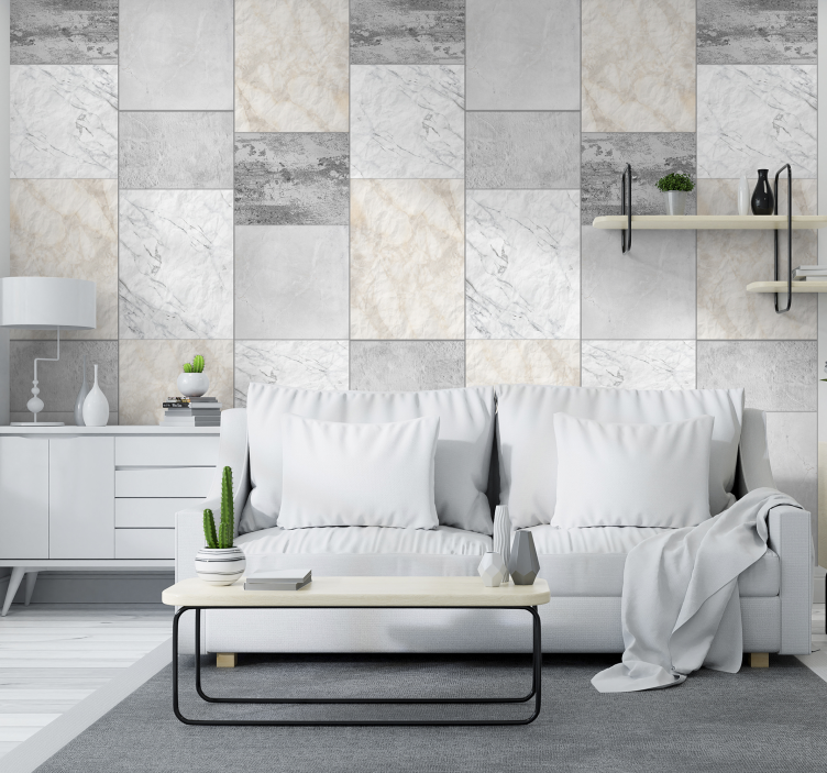 Tiles squares design marble wallpaper - TenStickers
