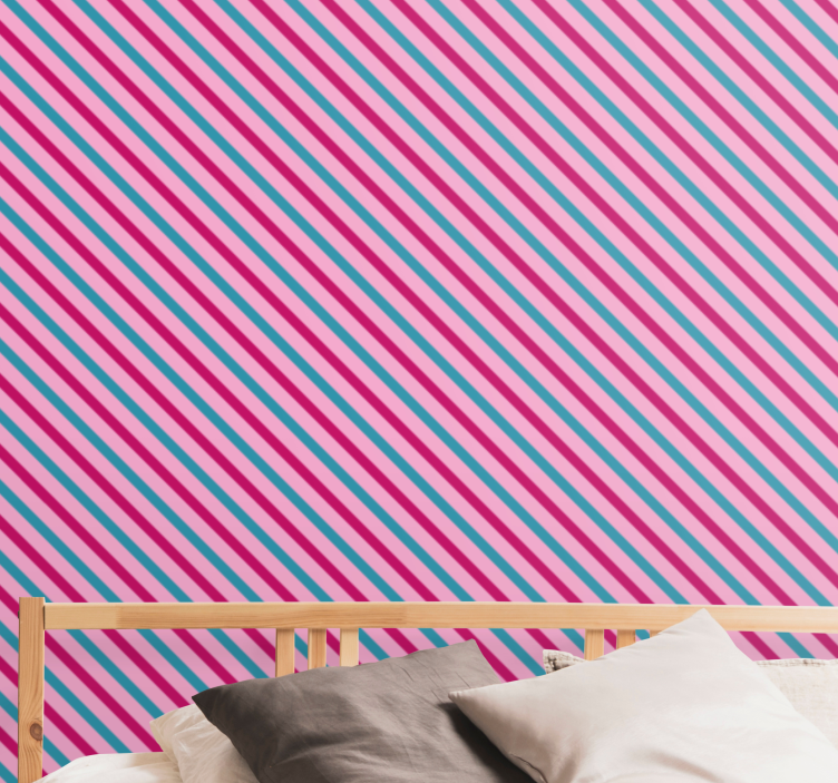 Striped Diagonal horizontal striped wallpaper - TenStickers