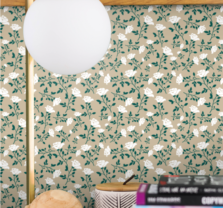 Subtle bloom pattern flower wallpaper - TenStickers