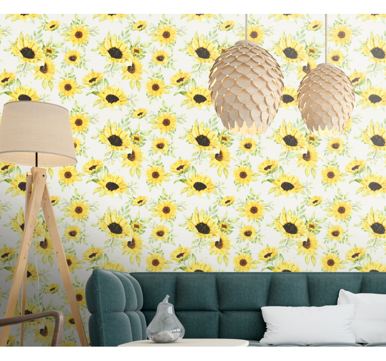 Sunflower Delight flower wallpaper - TenStickers