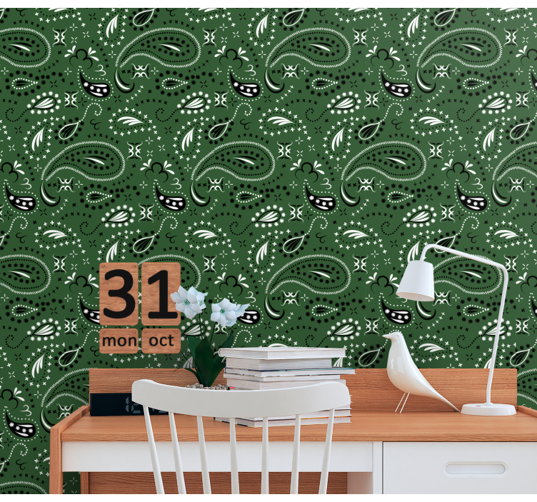 Teal Paisley flowery wallpaper - TenStickers