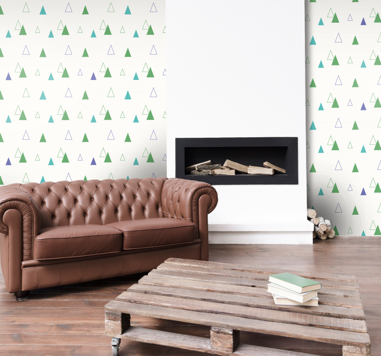 Green patterned design triangle wallpaper - TenStickers