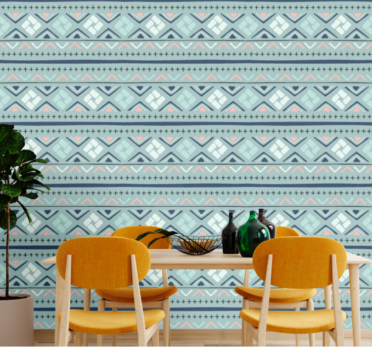 Tribal pattern Light blue abstract wallpaper - TenStickers