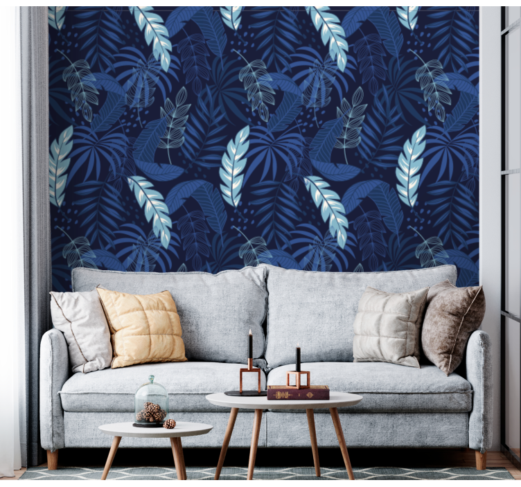 Tropical Leafy Pattern leaf wallpaper - TenStickers