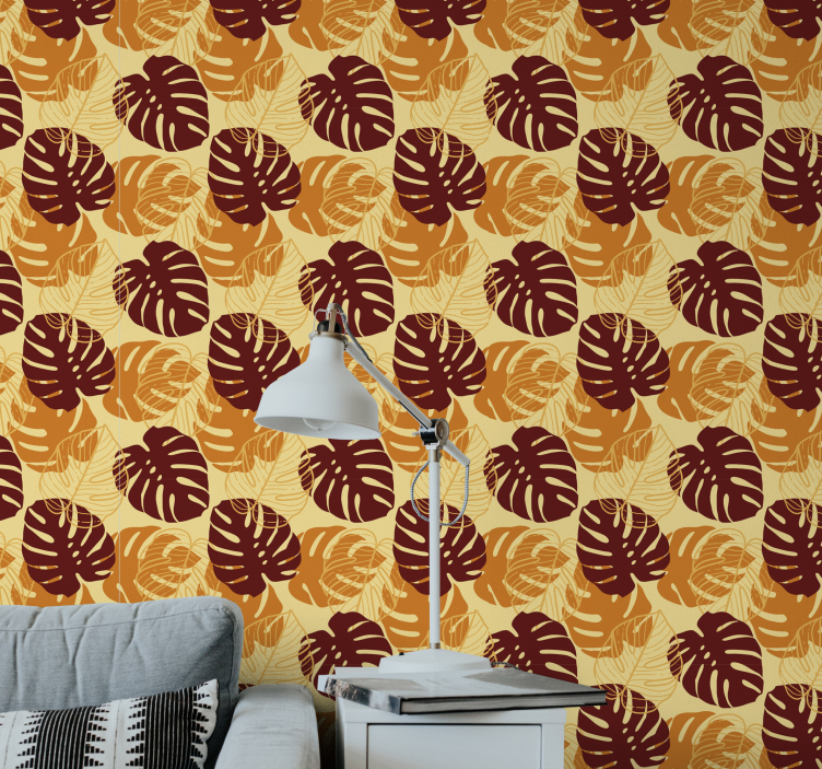 Tropical Monstera Pattern leaf wallpaper - TenStickers