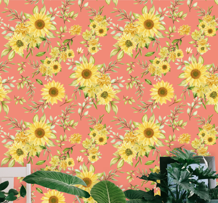 Vintage sunflowers Flowery Wallpaper - TenStickers
