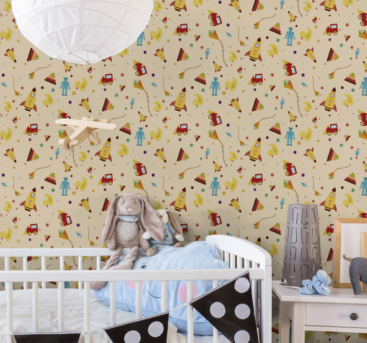 Vintage Toys Childrens Wallpaper - TenStickers