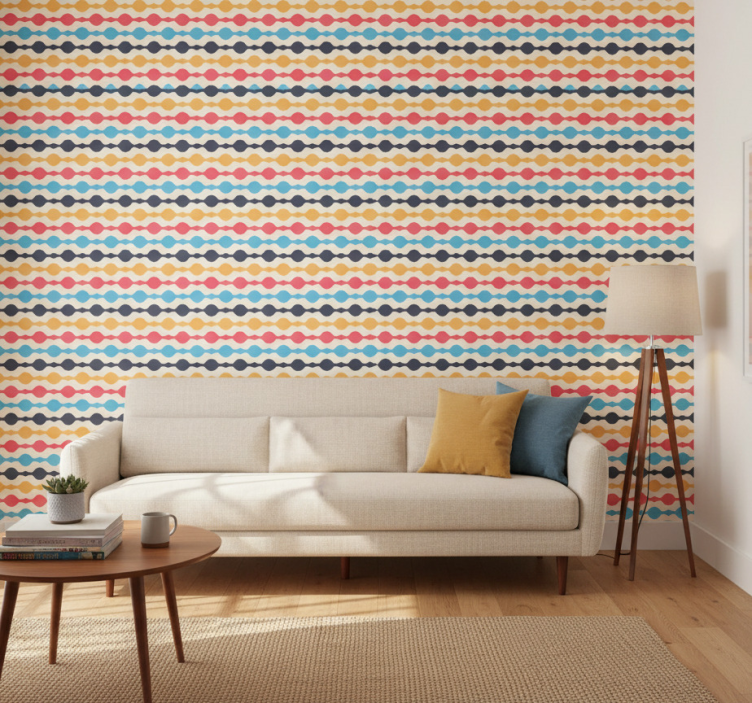Vintage wallpaper colorful retro stripes - TenStickers