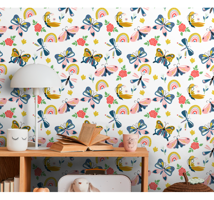 Whimsical Nature Motif butterfly wallpaper - TenStickers