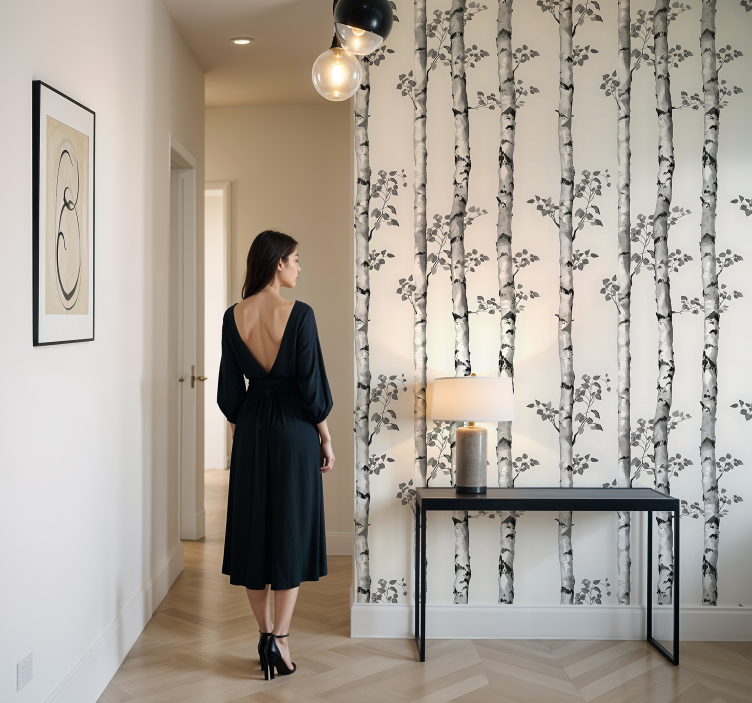 Winter large trees entryway wallpaper - TenStickers