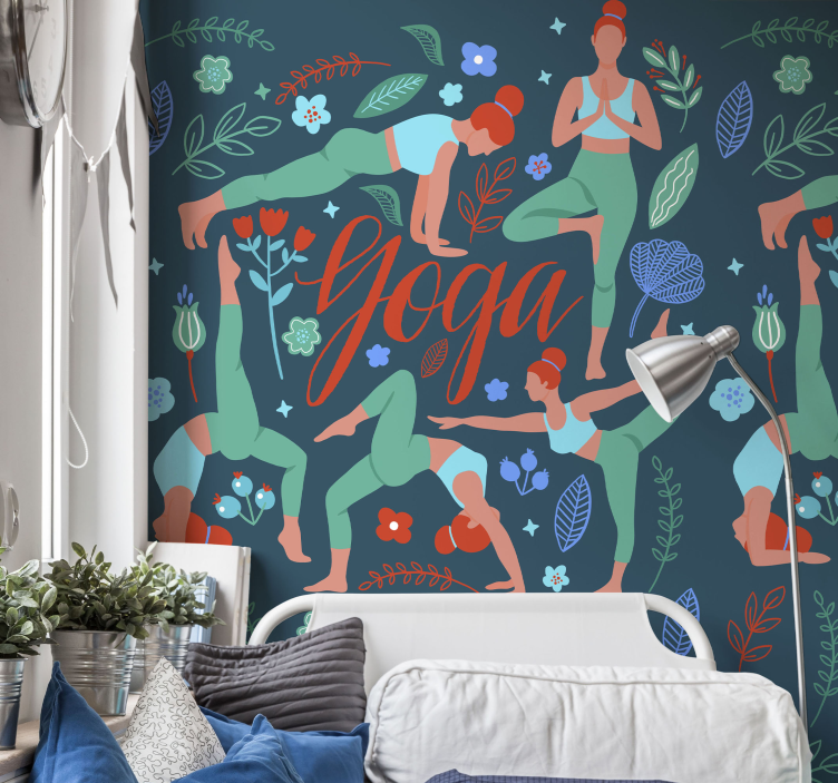 Woman doing Yoga teen bedroom wallpaper - TenStickers