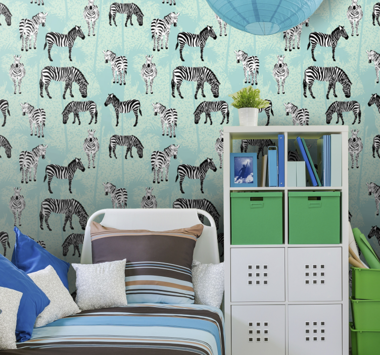 Zebra Safari pattern animal wallpaper - TenStickers